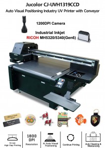 Jucolor CJ-UVH1319CCD 130cm/4.26′ AI Auto Visual Positioning Industry UV Printer with Conveyor