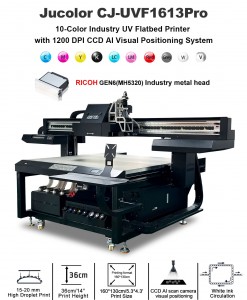 Jucolor A0 size 10-color 160*130cm/5*4ft print size, 36cm/14in print thickness Industry UV Printer with AI-scanner camera