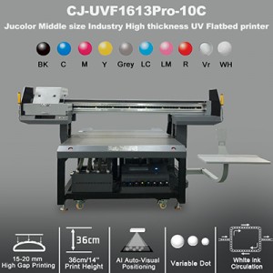 Jucolor A0 size 10-color 160*130cm/5*4ft print size, 36cm/14in print thickness Industry UV Printer with AI-scanner camera